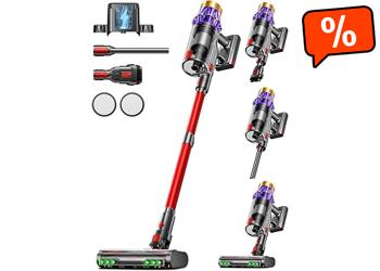 Cordless Vacuum Cleaner 60Kpa/650W/70Mins, 1.8L Broom Vacuum Cleaner, 8 Stage Filtration System, Self-Supporting, Suitable for Pet Hair, Green Light Carpets and Wood Floors