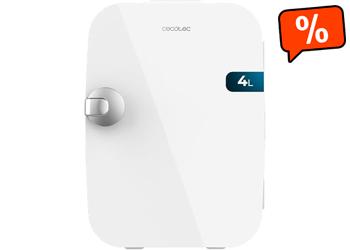 Cecotec Mini Nevera Bolero MiniCooling Río White 4L. Funcionamiento 12V-220V, Compatible coche y caravanas, Función enfriamiento y calentamiento, Rango temperatura 5-65º, Transporte fácil