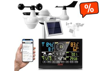 VEVOR 7 in 1 Wireless Weather Station Wifi Indoor Outdoor Large 7.5" Color Screen Digital Weather Station Temperature Humidity Speed Wind Direction Rain Sensor