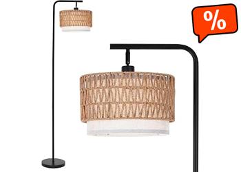 LuminexDesigns WOVI FL01 Boho Rattan Floor Lamp with Double Shade