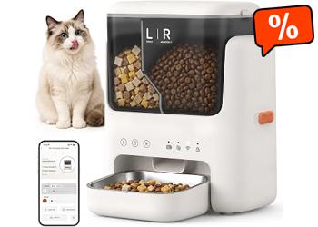 Automatic Feeder for Cats, Smart Pet Feeder with App, Capacity 2L+3L, Dry Food Dispenser, Timer, Register and Stainless Bowl